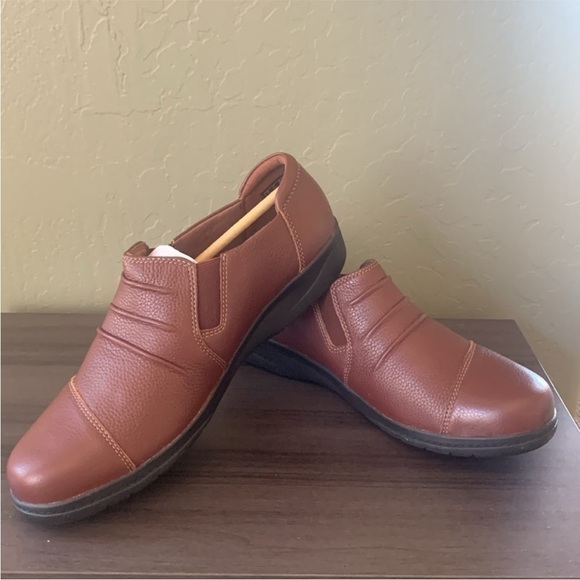 Clark's Brown Cheyn Inca Mohagany Leather Cushioned Slip On Loafer Size 9.5W - Picture 6 of 10